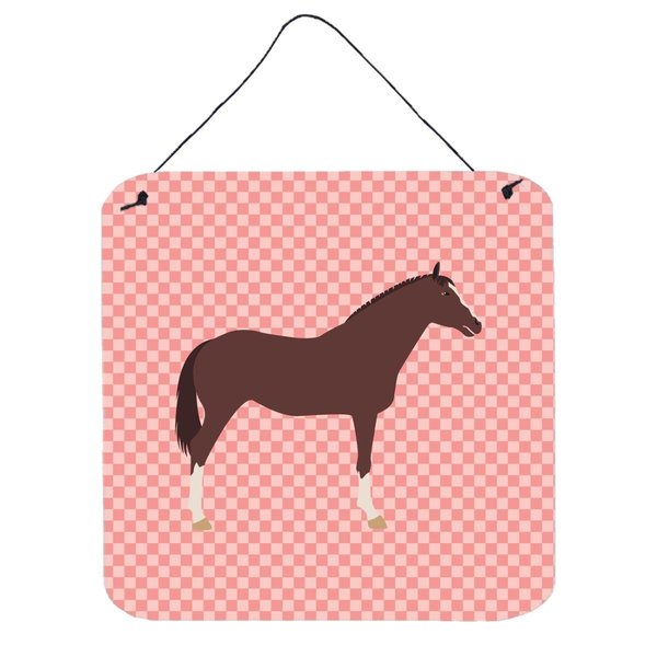 Micasa English Thoroughbred Horse Pink Check Wall or Door Hanging Prints6 x 6 in. MI231330
